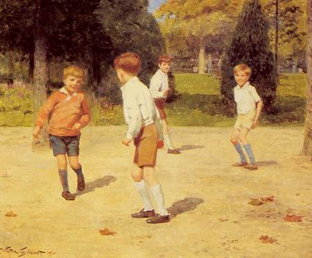 450x373 Boys Playing Painting, A Victor Gabriel Gilbert Paintings - Boys Painting