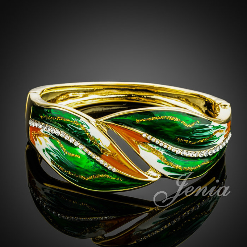 800x800 Jenia Gold Color Stellux Austrian Crystal Green Oil Painting - Bracelet Painting