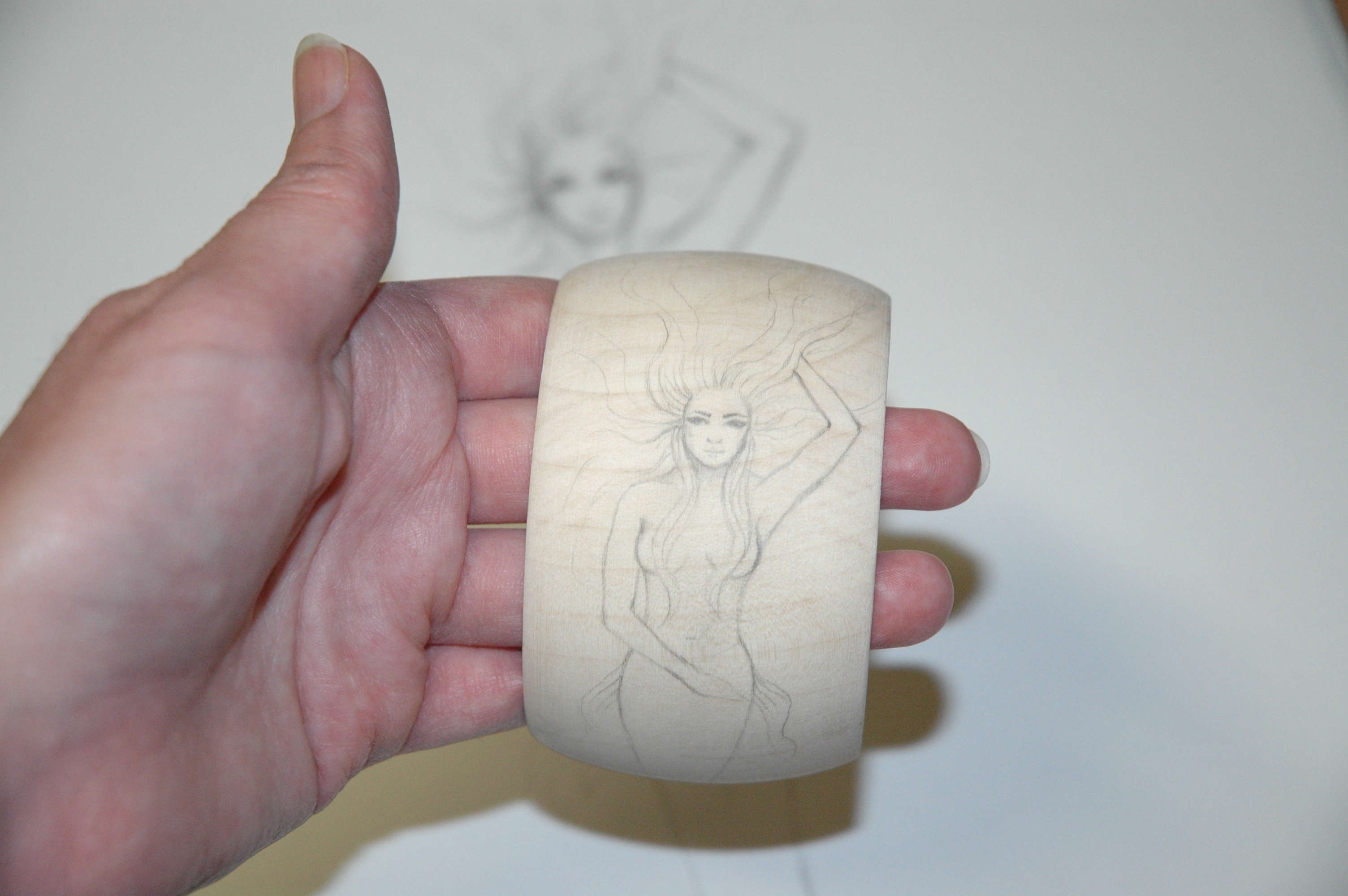 3008x2000 Water Lily Mermaid Hand Painted Bracelet Anne Marie Broughton - Bracelet Painting