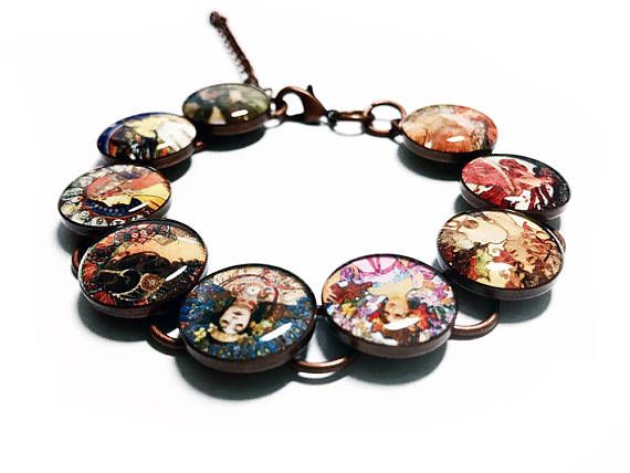 570x428 Art Bracelet, Alphonse Mucha Bracelet, Art Bracelet, Artist - Bracelet Painting