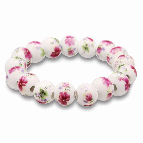 600x600 Chinese Ceramic Flower Painting Beads Bracelet Women Jewelry - Bracelet Painting