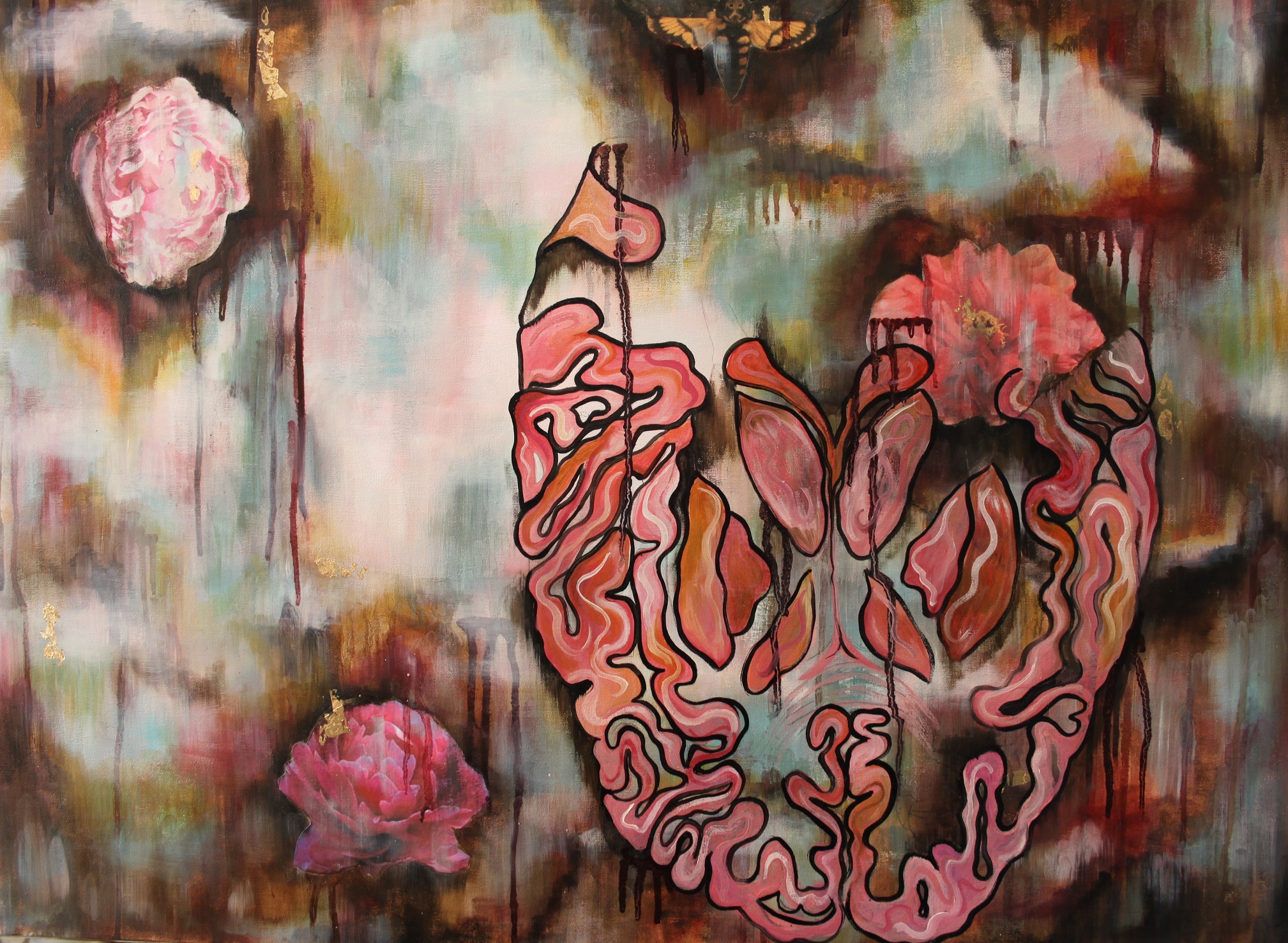 2017x1477 Progress On Painting Of Brain Belinda Maria Longsden - Brain Painting