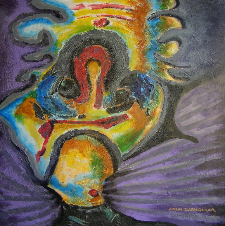 770x771 Saatchi Art Face In The Brain Painting By Arun Dabholkar - Brain Painting