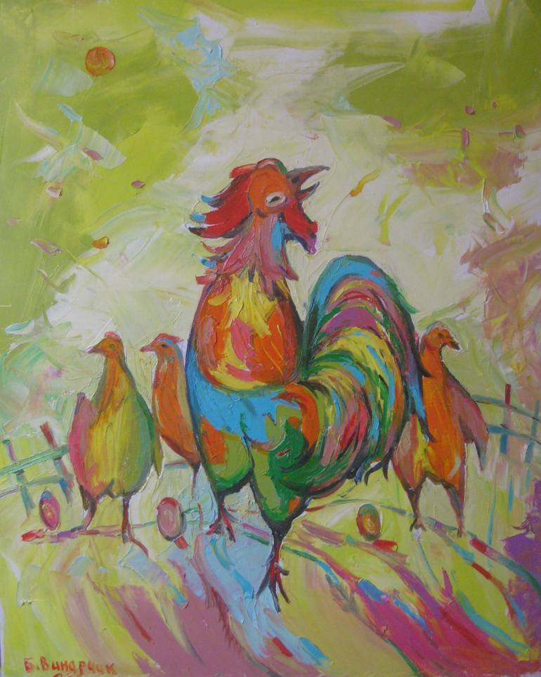 770x963 Saatchi Art Brave Cock Painting By Bogdan Vynarchyk - Brave Painting