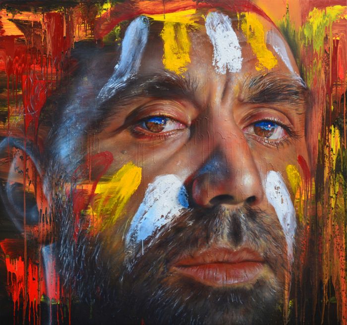 700x657 Be Brave (Portrait Of Adam Goodes) Sport Subject The Store - Brave Painting
