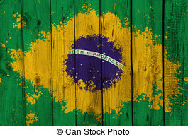 265x194 Brazil Flag Painted On Grunge Background. - Brazil Flag Painting