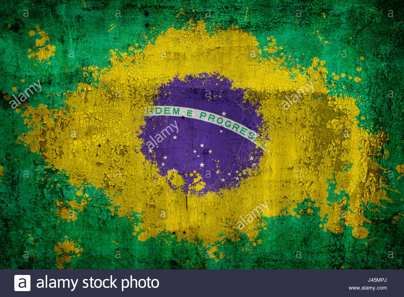 1300x957 Brazil Flag Painted On Old Rusty Metal Plate Stock Photo - Brazil Flag Painting