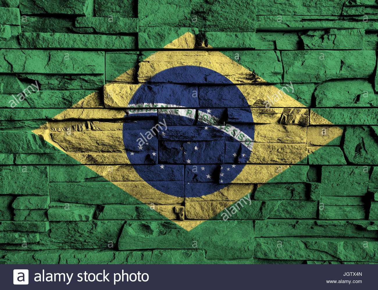 1300x999 Brazil Flag Painting On High Detail Of Old Brick Wall 3d Stock - Brazil Flag Painting