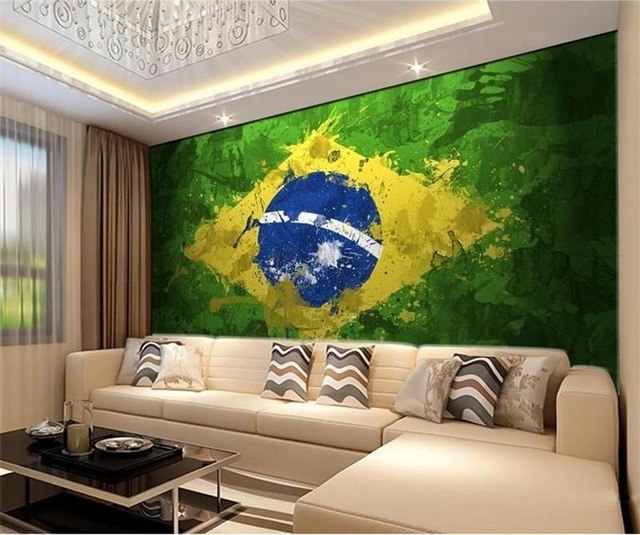 640x535 3d Photo High End Wallpaper Custom Room Non Woven Mural Graffiti - Brazil Flag Painting