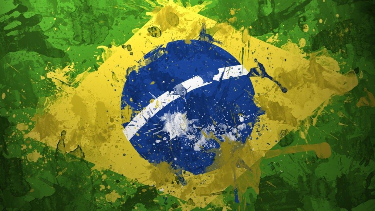 1236x695 Imagehub Brazil Flag Hd Free Download - Brazil Flag Painting