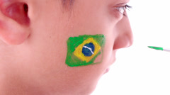 240x134 Stock Video Boy Face Painting Flag Of France ~ - Brazil Flag Painting