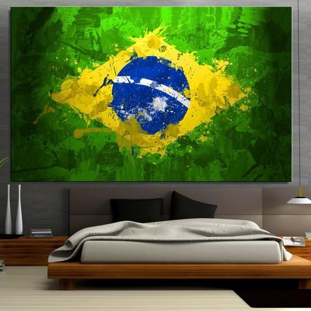 640x640 Brazil Flag Splash Digital Realist Oil Painting Spray Canvas - Brazil Flag Painting