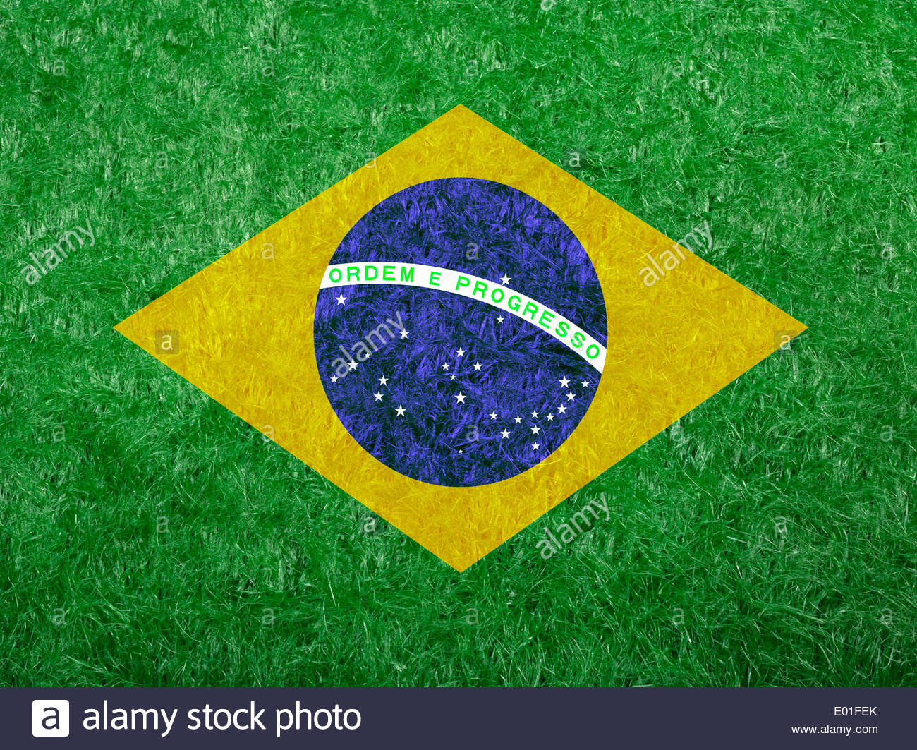 1300x1063 Flag Of Brazil As A Painting On Green Fake Grass Stock Photo - Brazil Flag Painting