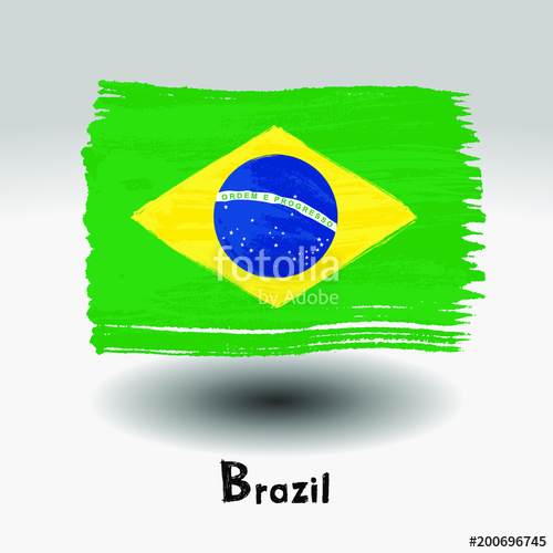 500x500 Art Brush Watercolor Painting Of Brazil Flag Stock Image - Brazil Flag Painting