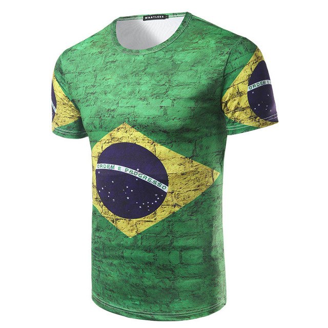 640x640 Good Quality Man Colorful Painting 3d Brazil Flag Round Collar - Brazil Flag Painting