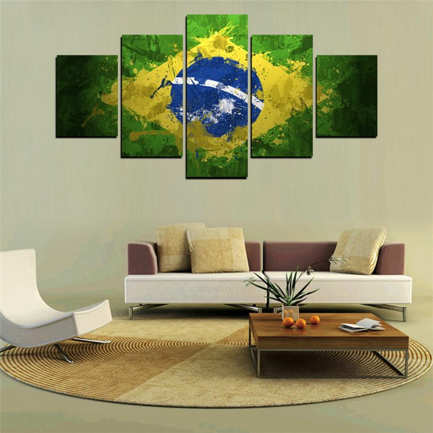850x850 Brazil Flag,home Decor Hd Printed Modern Art Painting On Canvas - Brazil Flag Painting