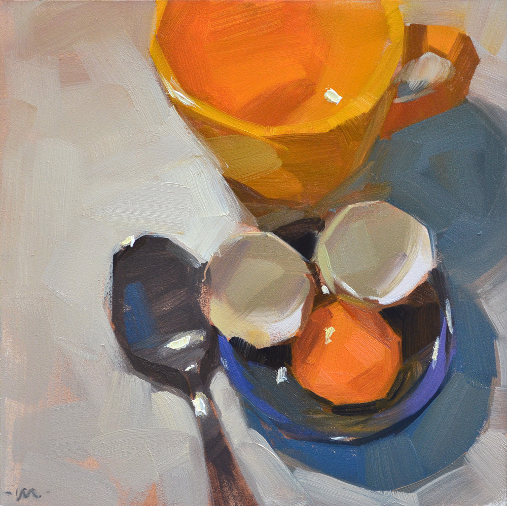 1000x999 Carol Marine's Painting A Day Funny Face Breakfast - Breakfast Painting