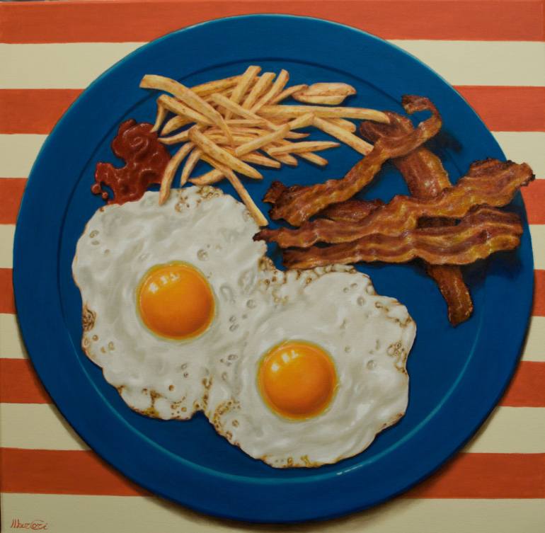 770x753 Saatchi Art American Breakfast Painting By Angelo Marcello Corigliano - Breakfast Painting