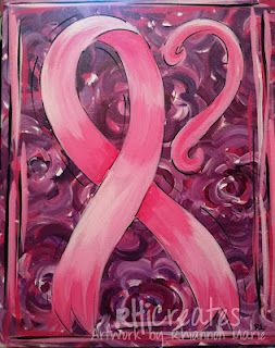 253x320 My Breast Cancer Heart Ribbon Painting. Class Taught - Breast Cancer Painting