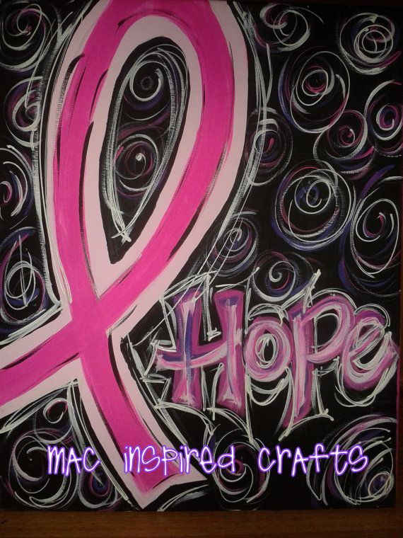 570x760 Handpainted Cancer Awareness Ribbon Artwork By Macinspiredcrafts - Breast Cancer Ribbon Painting
