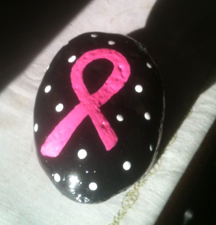 729x759 Breast Cancer Awareness, Painted Rock, E.r. 2014 Painted Rocks - Breast Cancer Ribbon Painting
