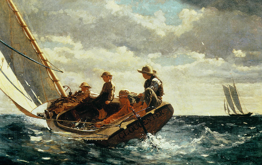 900x566 Breezing Up Painting By Winslow Homer - Breezing Up Painting