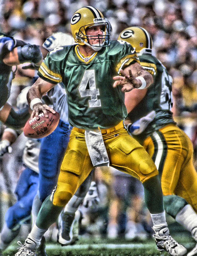 692x900 Brett Favre Green Bay Packers Painting By Joe Hamilton - Brett Favre Painting