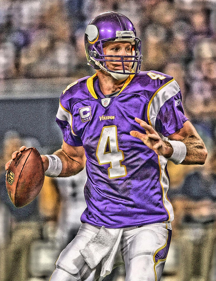 692x900 Brett Favre Minnesota Vikings Painting By Joe Hamilton - Brett Favre Painting