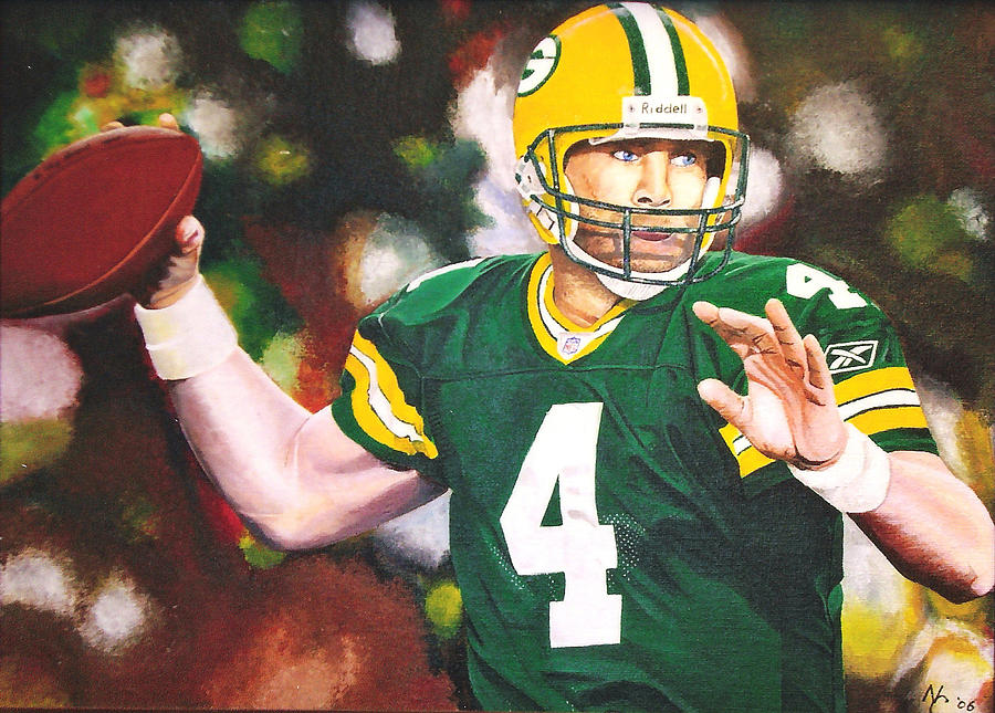 900x645 Brett Favre Painting By Neal Creapeau - Brett Favre Painting