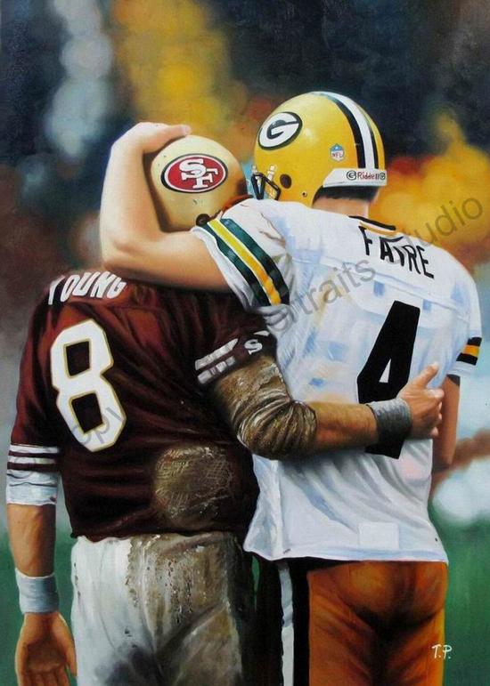 550x771 Brett Favre Amp Steve Young - Brett Favre Painting