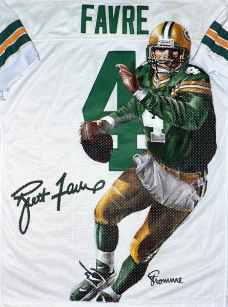 445x600 Brett Favre Painted Jersey - Brett Favre Painting