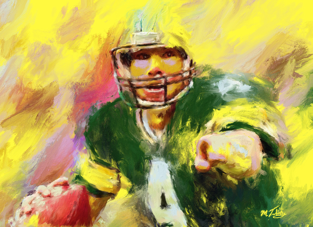 1000x725 Brett Favre Painting Sports Artist Mark Trubisky Custom Sports Art - Brett Favre Painting