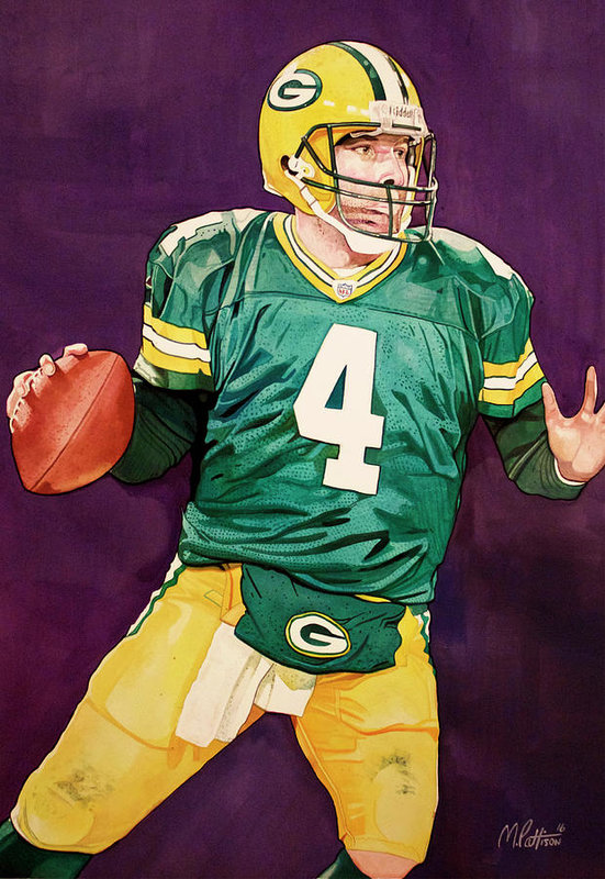 551x800 Brett Favre Green Bay Packers In Purple Art Print By Michael Pattison - Brett Favre Painting
