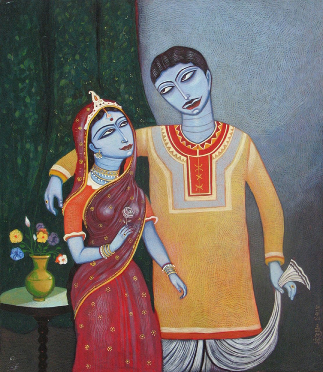 1113x1280 Buy Bride And Groom By Bhaskar Lahiri@ Rs. 25790. Code - Bride And Groom Painting