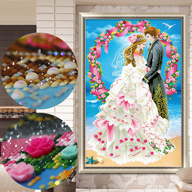 640x640 Diy 5d Sale Diamond Embroidery, Diamond Mosaic, Special Shaped - Bride And Groom Painting