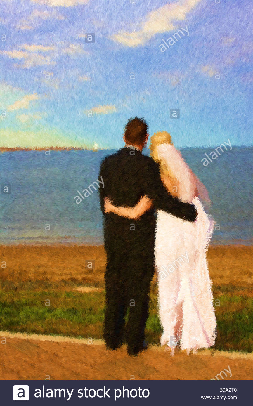 866x1390 Digital Impressionistic Painting Bride Groom Stock Photos - Bride And Groom Painting