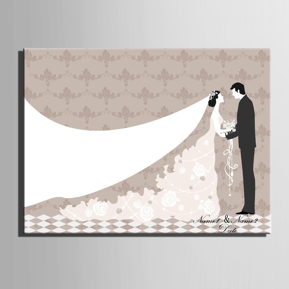 1000x1000 Fingerprint Tree Signature Canvas Painting Bride Groom Wedding - Bride And Groom Painting