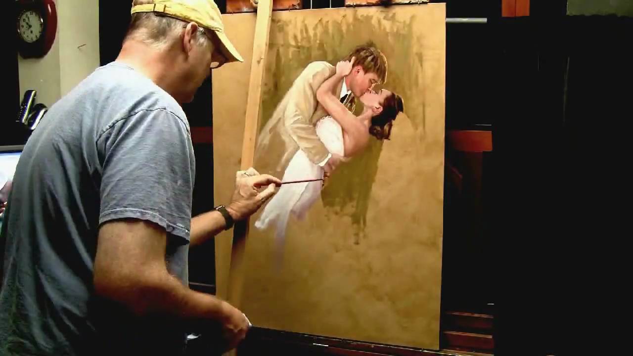 1280x720 Tom Pinch Oil Painting Rob Amp Katie - Bride And Groom Painting