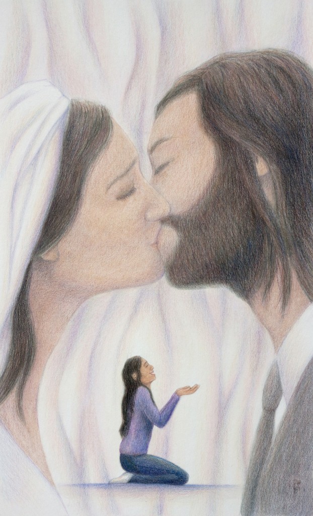 622x1024 Jesus Bridegroom Kissing Bride Of Christ Artwork Image - Bride Of Christ Painting
