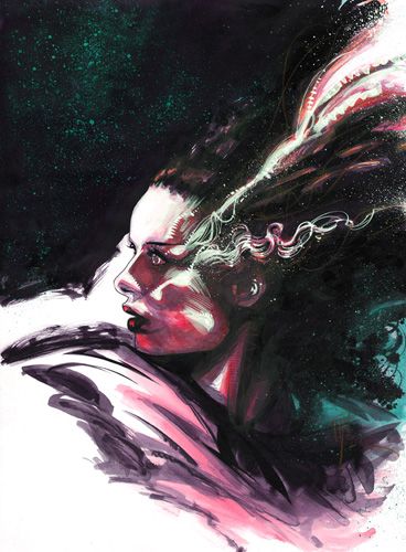 368x500 Bride Of Frankenstein Art Classic Horror - Bride Of Frankenstein Painting