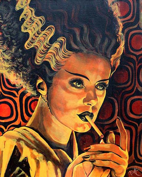 482x600 Looking For Monster Love Mike Bell Frankenstein Bride Giclee Art - Bride Of Frankenstein Painting