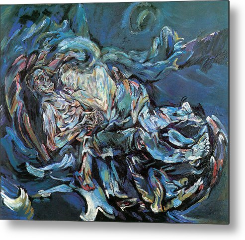 493x484 The Bride And The Wind Metal Print By Oskar Kokoschka - Bride Of The Wind Painting