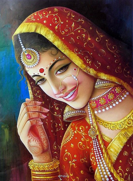 550x750 Indian Bride Painting By Dalia Chakraborty - Bride Painting