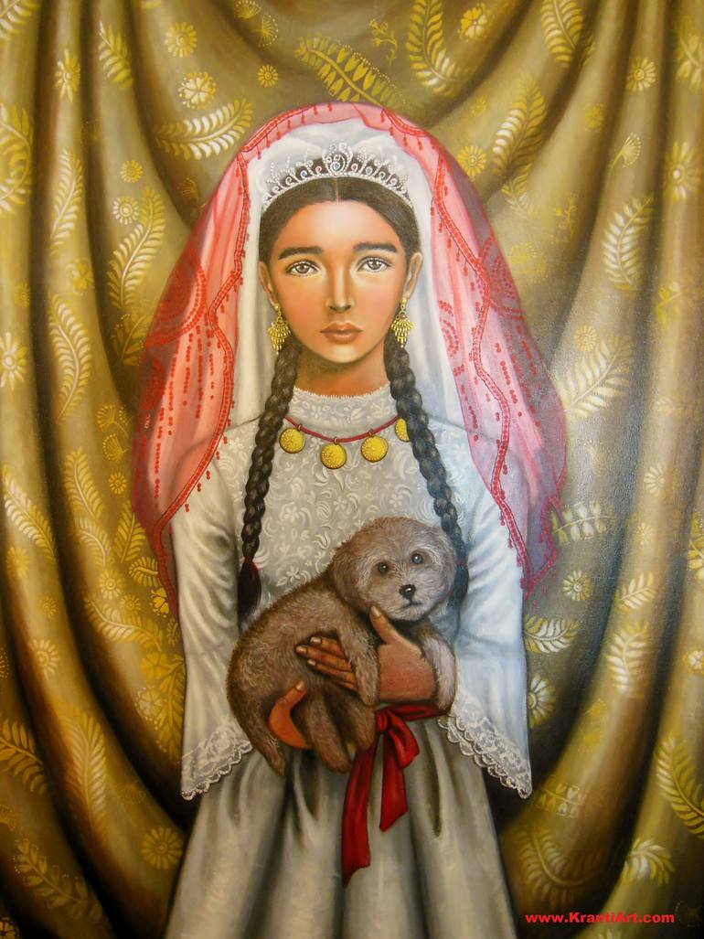 770x1027 Saatchi Art Little Girl Bride Painting By Kranti Cheon - Bride Painting