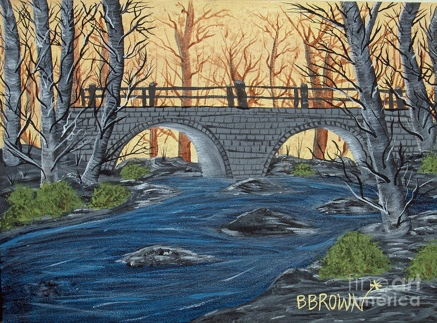 900x667 Water Under The Bridge Painting By Brenda Brown - Bridge Painting