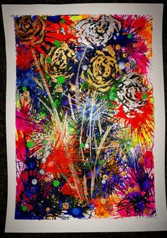 236x337 Abstract Painting Modern Wall Art Splatter Painting Expressionist - Bright Color Painting