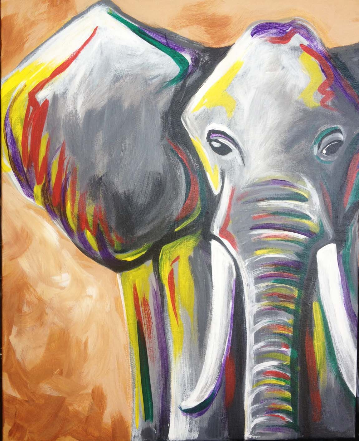 1151x1414 Elephant Large At Pinot's Palette Fort Collins Pinturad - Bright Elephant Painting