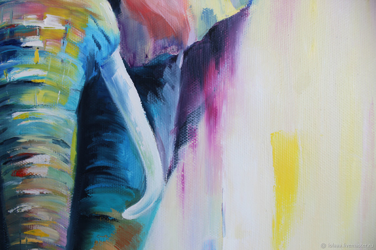 1500x1000 Oil Painting With The Elephant The Keeper Of Wisdom Bright - Bright Elephant Painting