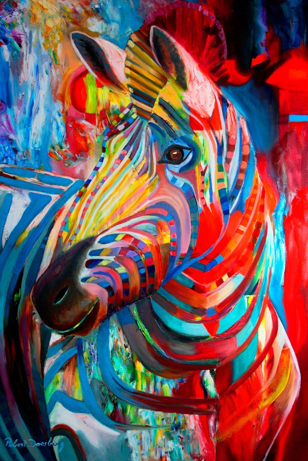 1070x1600 Zebra Painting Art Paintings On Bright Colored Animal Painting - Bright Elephant Painting