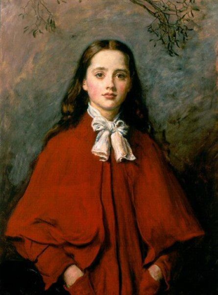 445x600 John Everett Millais - Bright Eyes Painting